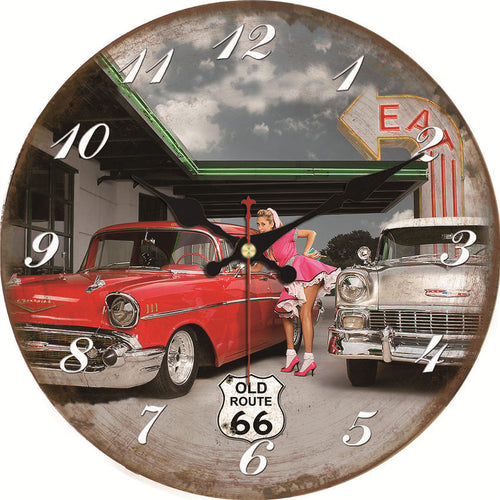 Cars on Route 66 Clock